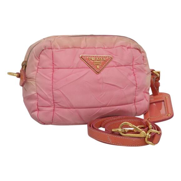 PRADA Shoulder Bag Nylon Pink Gold - Picture 1 of 12